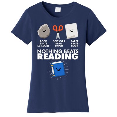 Cute Rock Scissors Paper Nothing Beats Reading Women's T-Shirt