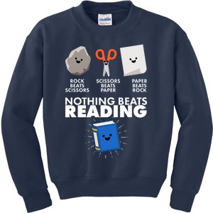 Cute Rock Scissors Paper Nothing Beats Reading Kids Sweatshirt