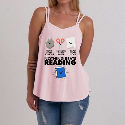 Cute Rock Scissors Paper Nothing Beats Reading Women's Strappy Tank