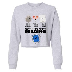 Cute Rock Scissors Paper Nothing Beats Reading Cropped Pullover Crew