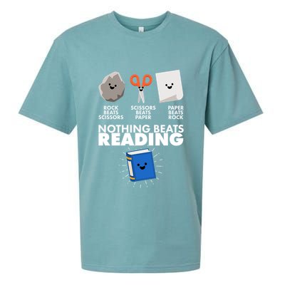 Cute Rock Scissors Paper Nothing Beats Reading Sueded Cloud Jersey T-Shirt