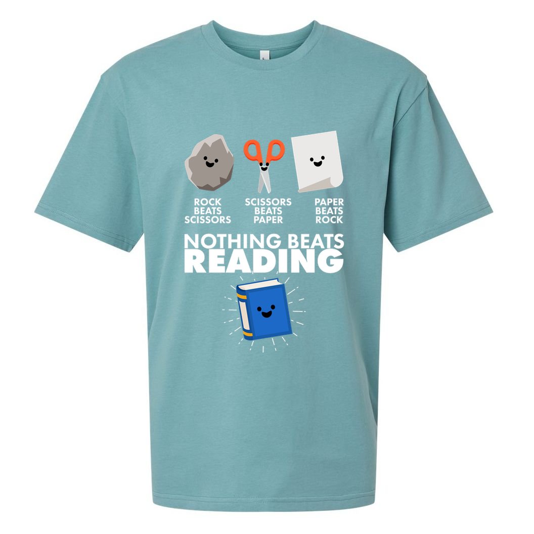 Cute Rock Scissors Paper Nothing Beats Reading Sueded Cloud Jersey T-Shirt