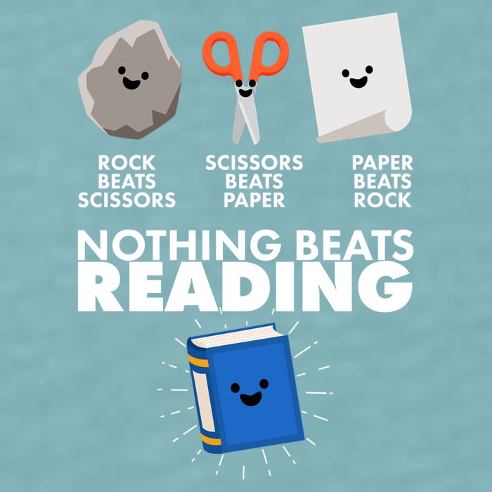 Cute Rock Scissors Paper Nothing Beats Reading Sueded Cloud Jersey T-Shirt