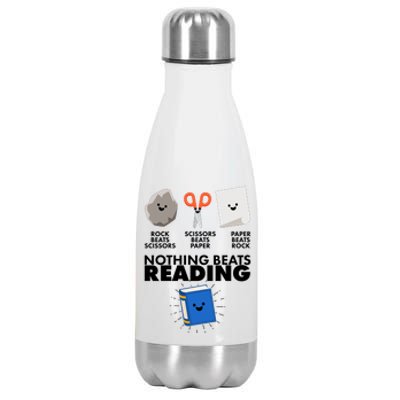 Cute Rock Scissors Paper Nothing Beats Reading Stainless Steel Insulated Water Bottle