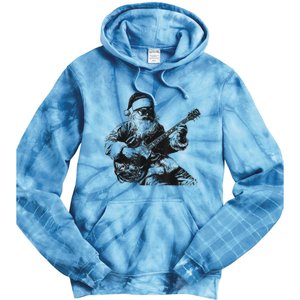 Christmas Rock Santa Rock And Roll Guitar Lover Tie Dye Hoodie