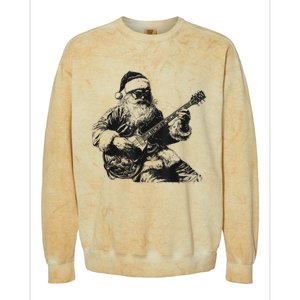 Christmas Rock Santa Rock And Roll Guitar Lover Colorblast Crewneck Sweatshirt