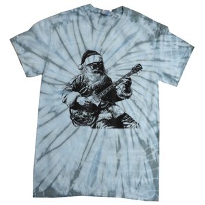 Christmas Rock Santa Rock And Roll Guitar Lover Tie-Dye T-Shirt