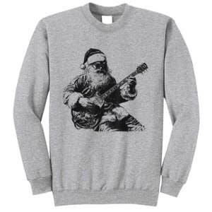 Christmas Rock Santa Rock And Roll Guitar Lover Tall Sweatshirt