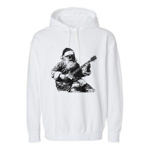 Christmas Rock Santa Rock And Roll Guitar Lover Garment-Dyed Fleece Hoodie