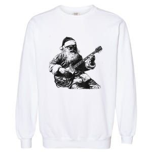 Christmas Rock Santa Rock And Roll Guitar Lover Garment-Dyed Sweatshirt