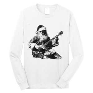 Christmas Rock Santa Rock And Roll Guitar Lover Long Sleeve Shirt