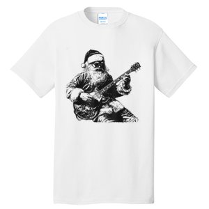 Christmas Rock Santa Rock And Roll Guitar Lover Tall T-Shirt