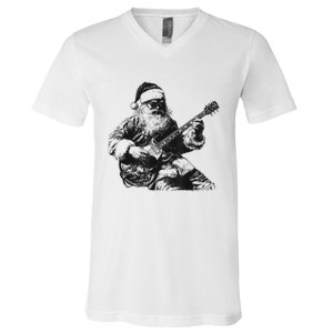 Christmas Rock Santa Rock And Roll Guitar Lover V-Neck T-Shirt