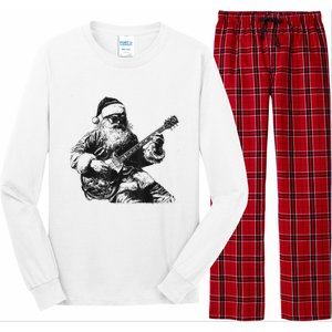 Christmas Rock Santa Rock And Roll Guitar Lover Long Sleeve Pajama Set