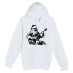 Christmas Rock Santa Rock And Roll Guitar Lover Premium Pullover Hoodie