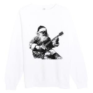 Christmas Rock Santa Rock And Roll Guitar Lover Premium Crewneck Sweatshirt