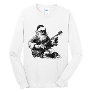 Christmas Rock Santa Rock And Roll Guitar Lover Tall Long Sleeve T-Shirt