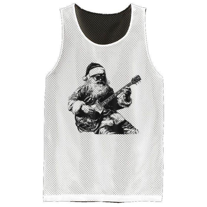 Christmas Rock Santa Rock And Roll Guitar Lover Mesh Reversible Basketball Jersey Tank