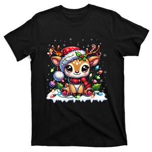 Cute Reindeer Santa Christmas 2024 Xmas T-Shirt