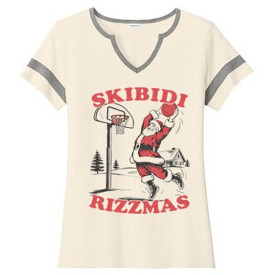 Christmas Rizz Santa Claus Basketball Ladies Halftime Notch Neck Tee