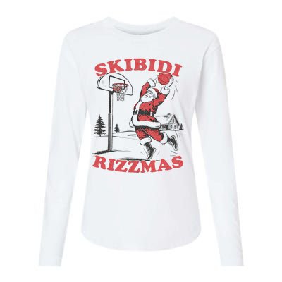 Christmas Rizz Santa Claus Basketball Womens Cotton Relaxed Long Sleeve T-Shirt