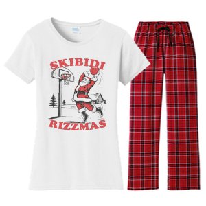 Christmas Rizz Santa Claus Basketball Women's Flannel Pajama Set