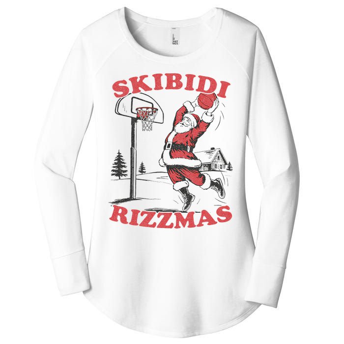 Christmas Rizz Santa Claus Basketball Women's Perfect Tri Tunic Long Sleeve Shirt