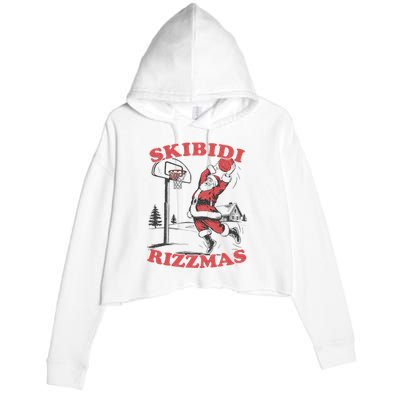 Christmas Rizz Santa Claus Basketball Crop Fleece Hoodie