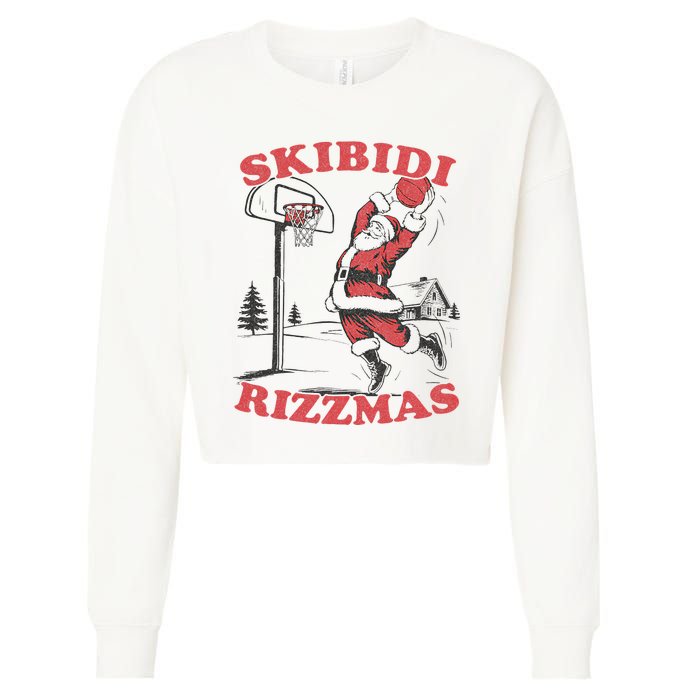 Christmas Rizz Santa Claus Basketball Cropped Pullover Crew