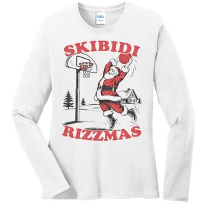 Christmas Rizz Santa Claus Basketball Ladies Long Sleeve Shirt