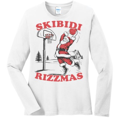 Christmas Rizz Santa Claus Basketball Ladies Long Sleeve Shirt