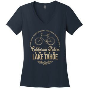 California Riders South Lake Tahoe Bicycle Cycling Women's V-Neck T-Shirt