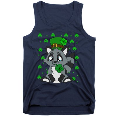 Cute Raccoon Shamrocks Saint Patrick's Day Tank Top