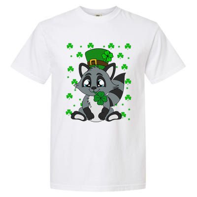 Cute Raccoon Shamrocks Saint Patrick's Day Garment-Dyed Heavyweight T-Shirt