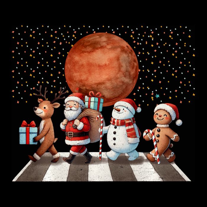 Christmas Reindeer Santa Snowman Astronauts Mars Cooling Performance Long Sleeve Crew