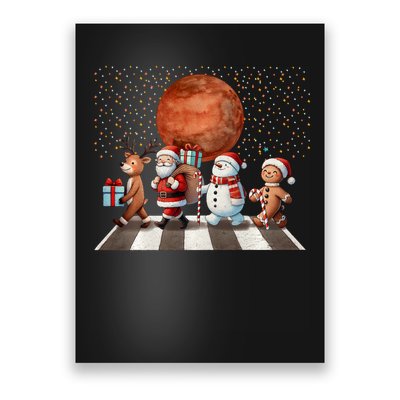 Christmas Reindeer Santa Snowman Astronauts Mars Poster