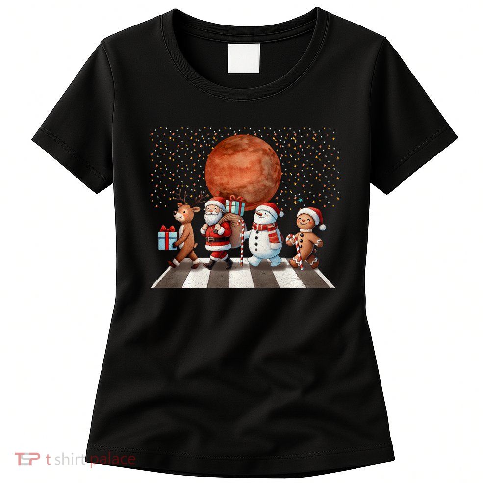 Christmas Reindeer Santa Snowman Astronauts Mars Womens T-Shirt