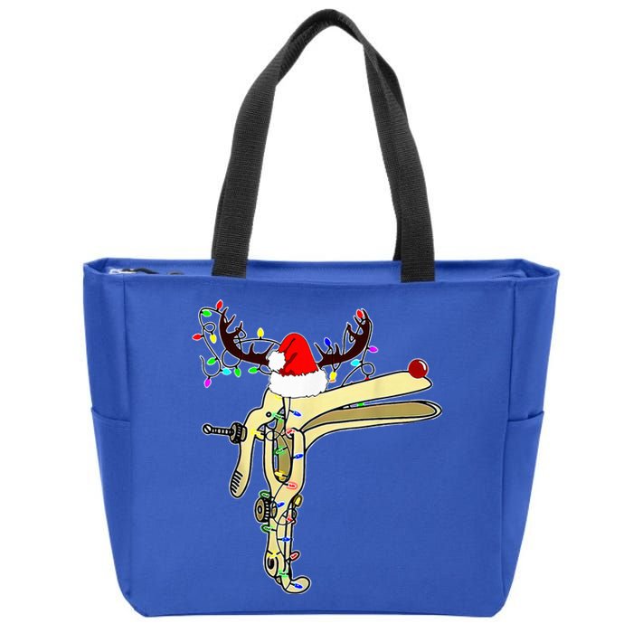 Christmas Reindeer Speculum Nurse OBGYN L&D Nursing Xmas Zip Tote Bag