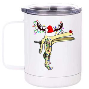 Christmas Reindeer Speculum Nurse OBGYN L&D Nursing Xmas 12 oz Stainless Steel Tumbler Cup