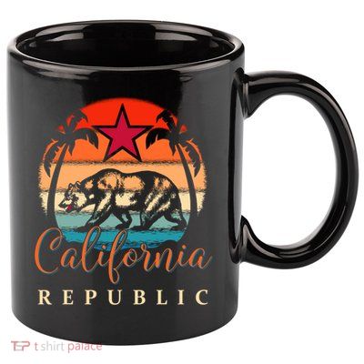 California Republic Socal Norcal Flag Cencal Cali Vintage Cute Gift 11oz C Handle Ceramic Mug