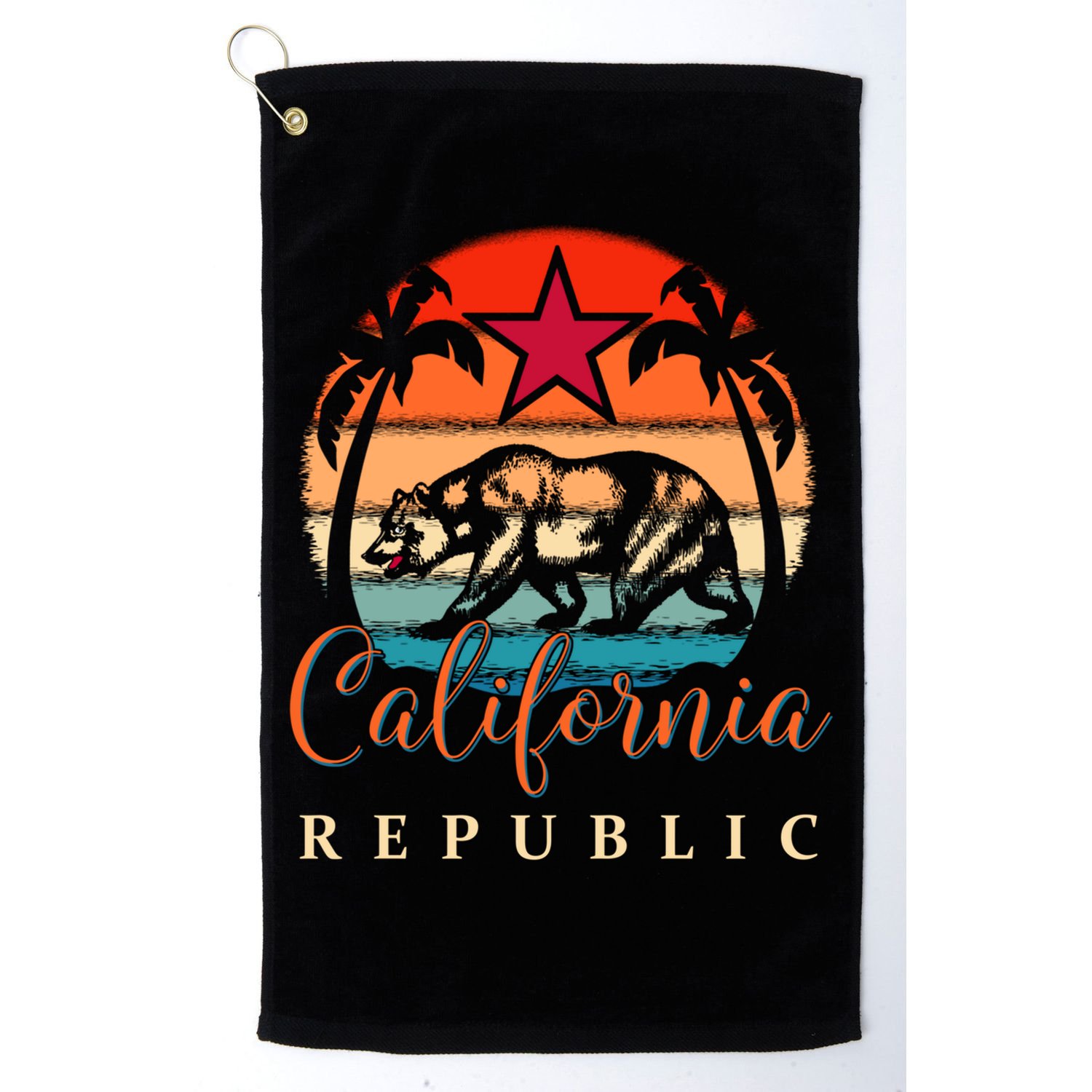 California Republic Socal Norcal Flag Cencal Cali Vintage Cute Gift Golf Towel