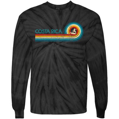 Costa Rica Surf Vintage Beach Surfer Surfing Gift Tie-Dye Long Sleeve Shirt