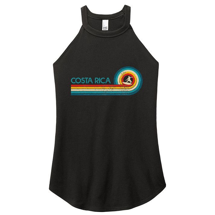 Costa Rica Surf Vintage Beach Surfer Surfing Gift Women's Perfect Tri Rocker Tank