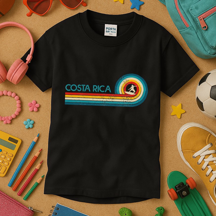 Costa Rica Surf Vintage Beach Surfer Surfing Gift Kids T-Shirt