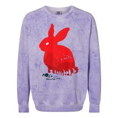 Cute Rabbit Silhouette Death Awaits Funny Halloween Premium Colorblast Crewneck Sweatshirt