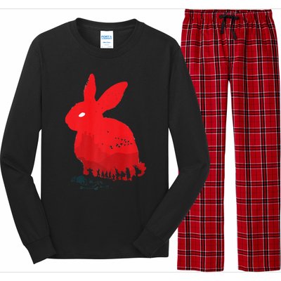 Cute Rabbit Silhouette Death Awaits Funny Halloween Premium Long Sleeve Pajama Set