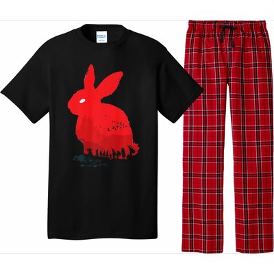 Cute Rabbit Silhouette Death Awaits Funny Halloween Premium Pajama Set