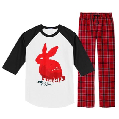 Cute Rabbit Silhouette Death Awaits Funny Halloween Premium Raglan Sleeve Pajama Set