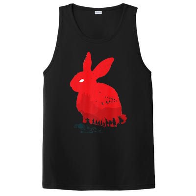 Cute Rabbit Silhouette Death Awaits Funny Halloween Premium PosiCharge Competitor Tank