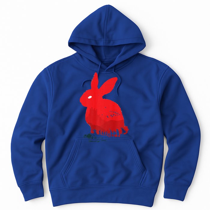 Cute Rabbit Silhouette Death Awaits Funny Halloween Premium Hoodie